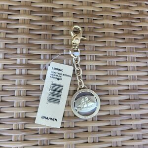 Brahmin Heritage Medallion Keychain Signature Gold